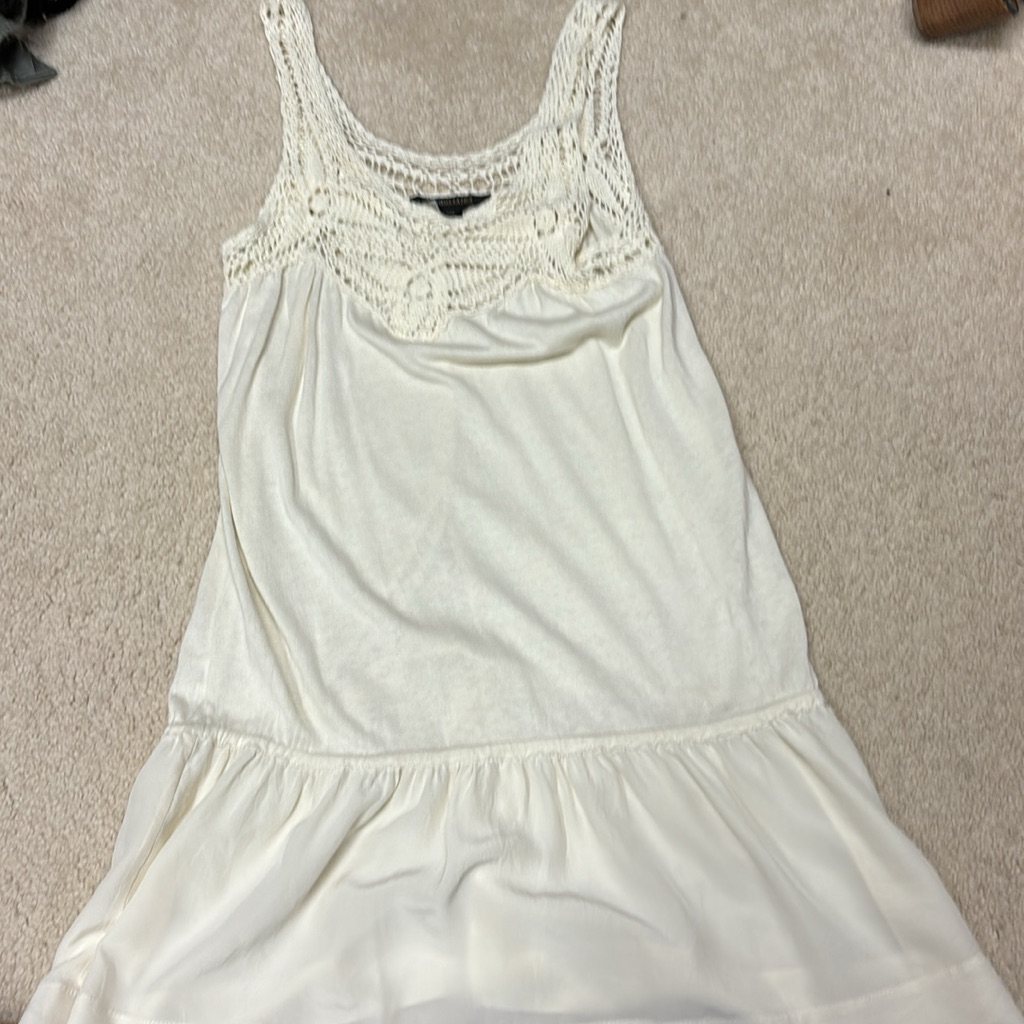 Bcbgmaxazria Crochet Cotton Silk Cream Dress Size Small